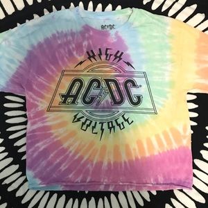Tie Dye AC/DC band crop top